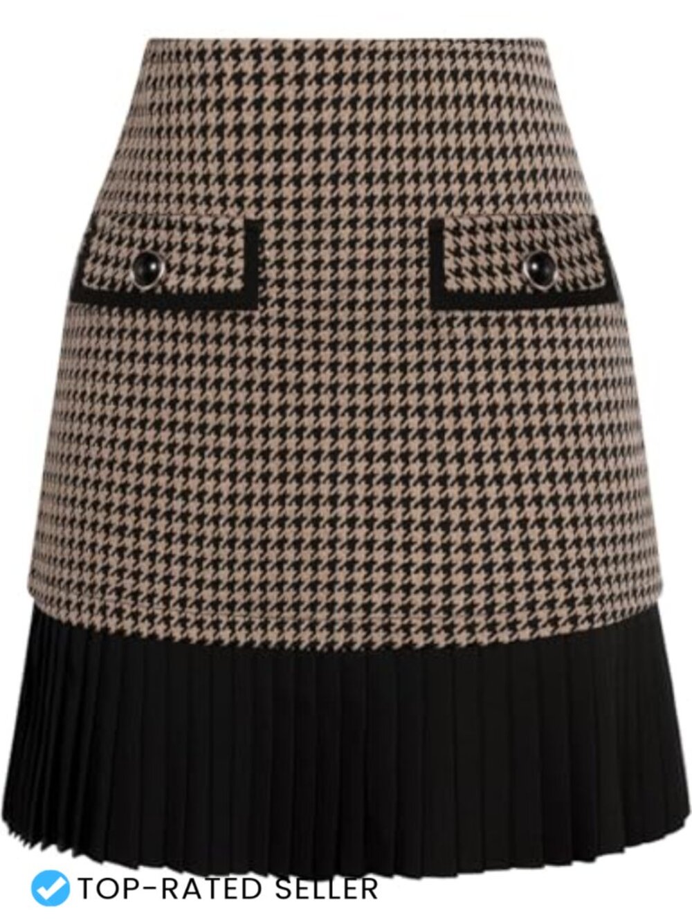 Plaid Mini Skirt High Waist Pleated A-Line Polyester Blend